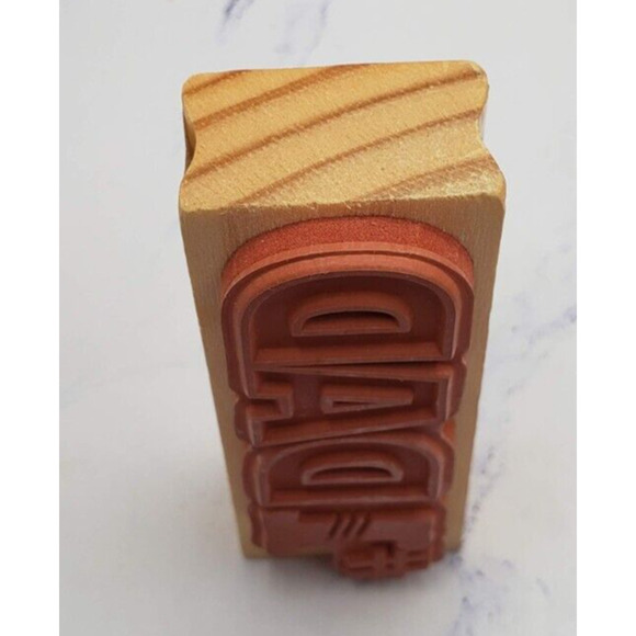 Recollections Number One Dad Bold Script Wood Mounted Rubber Stamp - Picture 3 of 7